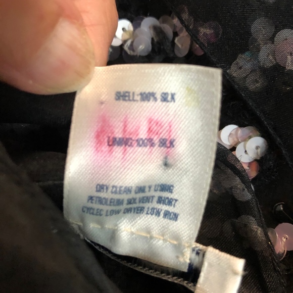 Silk Sequined Feather Cocktail Dress, sz 2 - Picture 7 of 8